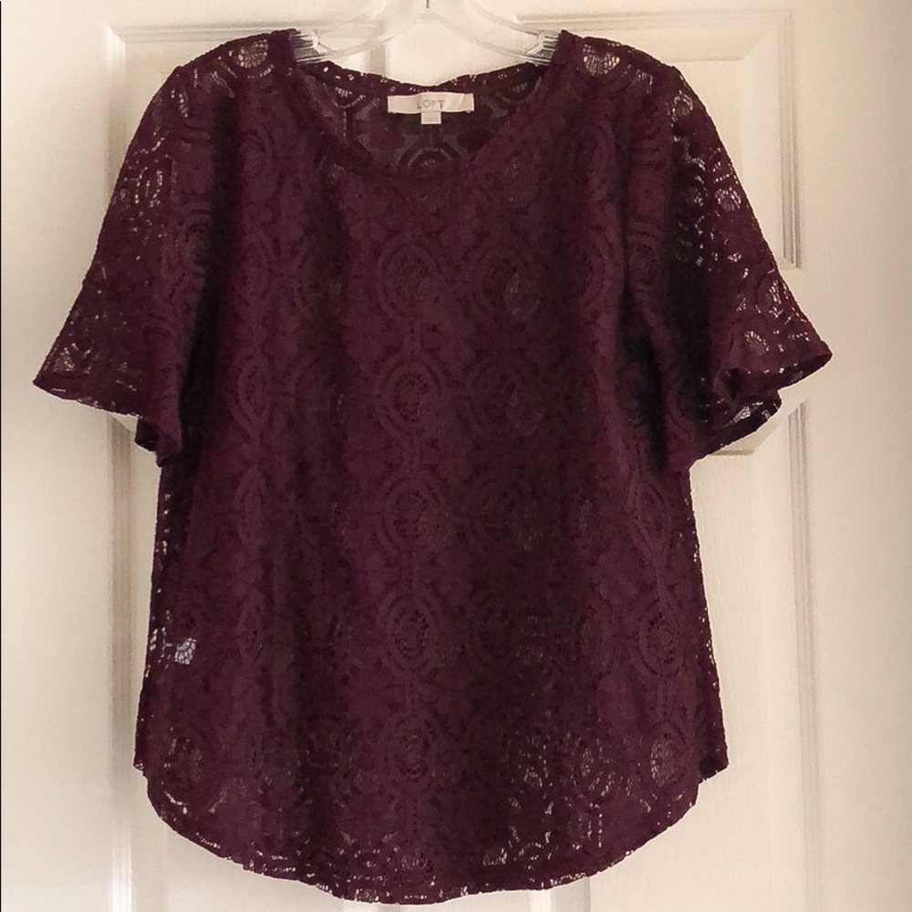 Mosaic Lace Ruffle Cuff Top by LOFT